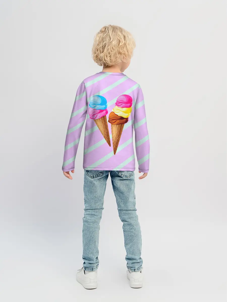 Детский лонгслив / Мороженое графический фон