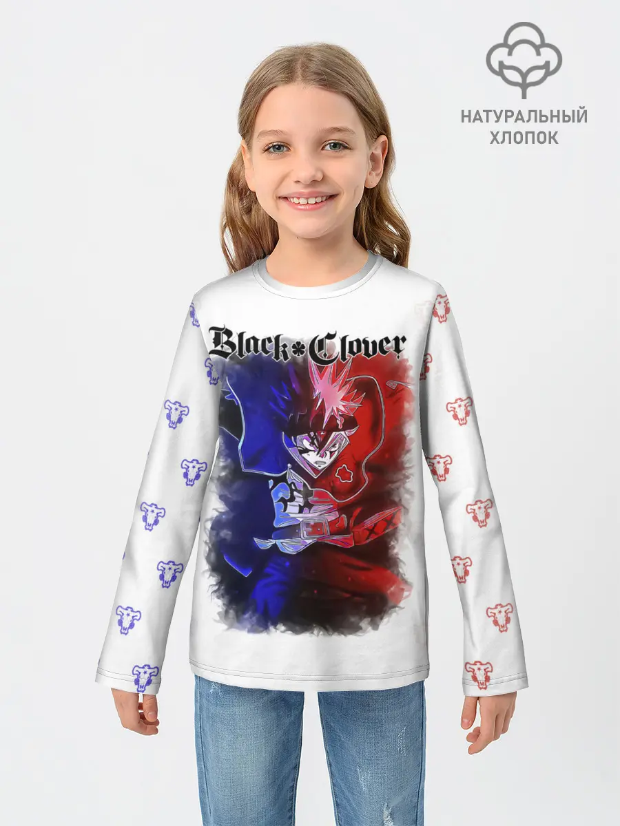 Детский лонгслив / Аста Чёрный клевер | Черные быки
