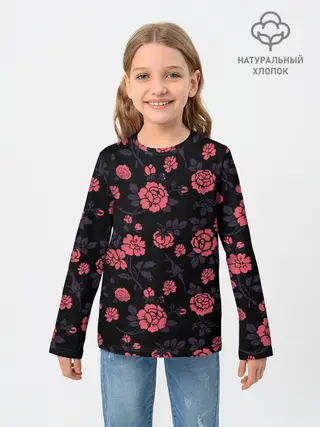 Детский лонгслив / Ночные розы