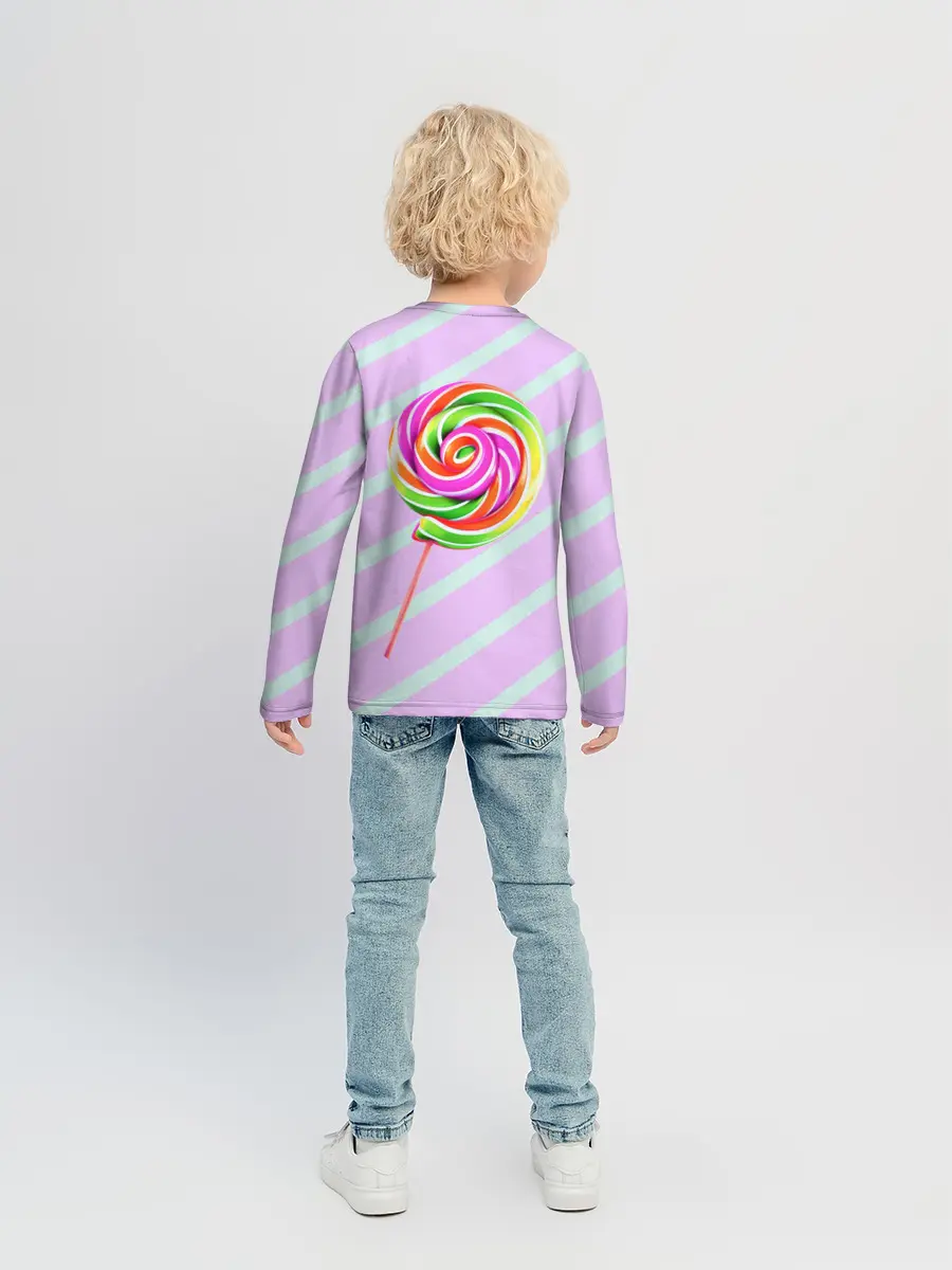 Детский лонгслив / Леденец графический фон