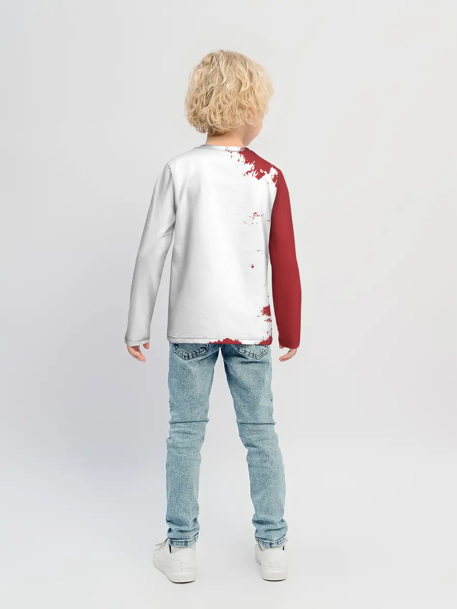 Детский лонгслив / Аста Чёрный клевер красный дым