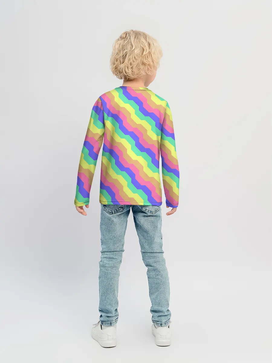 Детский лонгслив / Радужные волны
