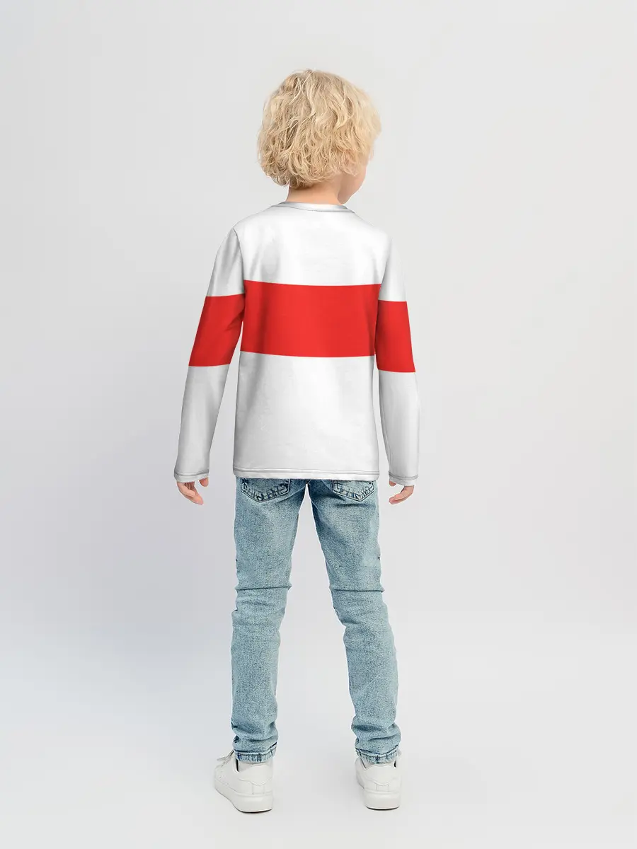 Детский лонгслив / Чёрный клевер Аста красная полоса