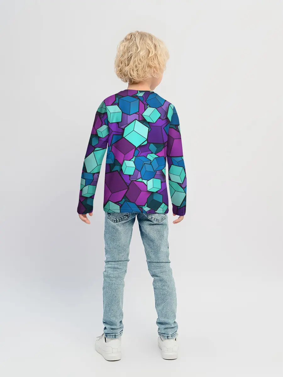 Детский лонгслив / СИРЕНЕВЫЕ КУБЫ