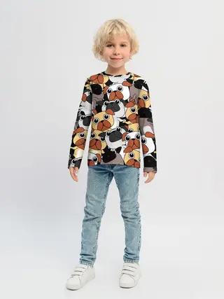 Детский лонгслив / Собаки мопсы