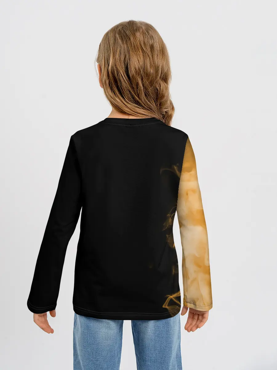 Детский лонгслив / Чёрный клевер Аста желтая луна