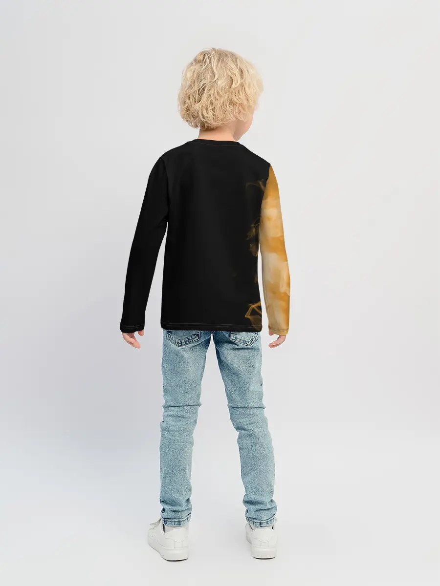 Детский лонгслив / Чёрный клевер Аста желтая луна