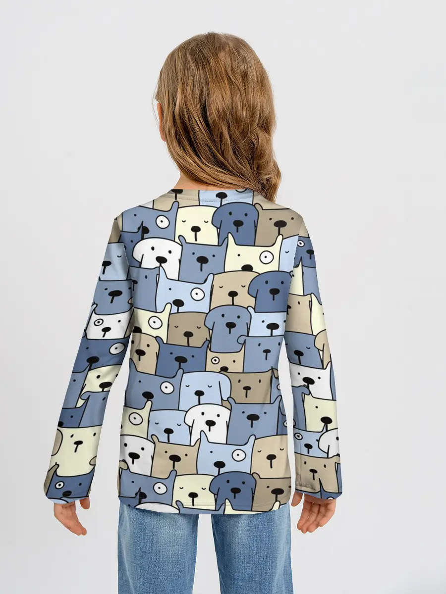 Детский лонгслив / Собачки рисунок паттерном