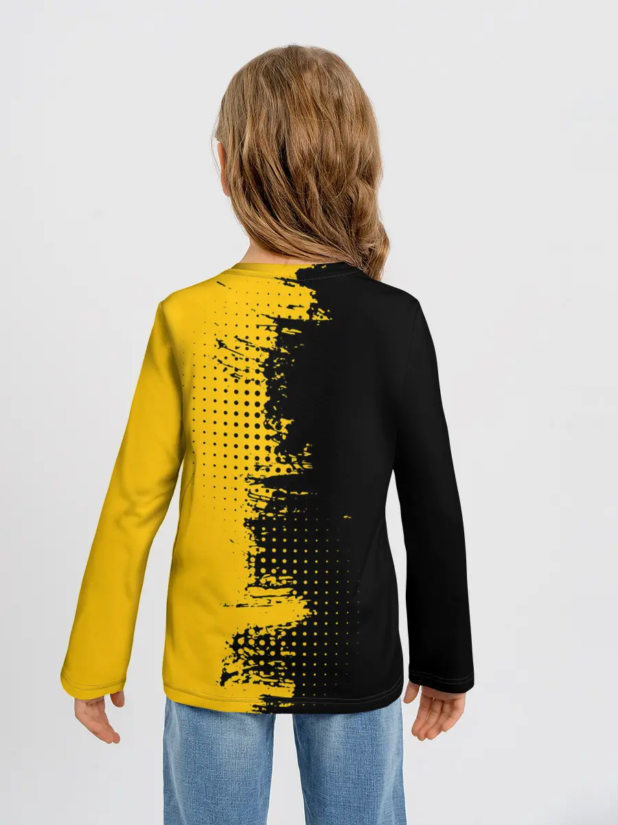 Детский лонгслив / ЧЕРНО ЖЕЛТЫЙ ГРАНЖ | GRUNGE