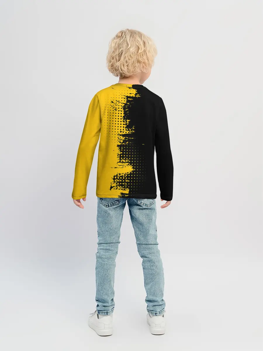 Детский лонгслив / ЧЕРНО ЖЕЛТЫЙ ГРАНЖ | GRUNGE