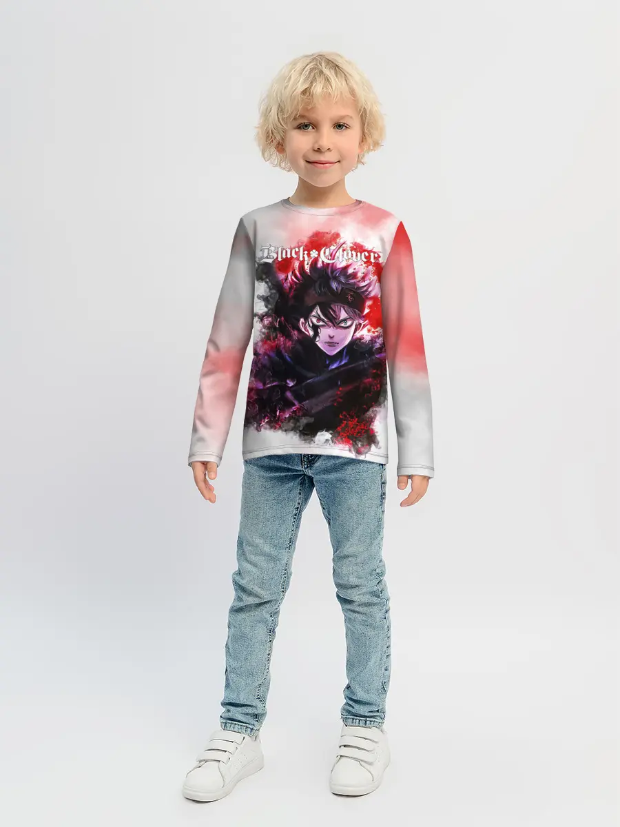 Детский лонгслив / Чёрный клевер Черный Аст а