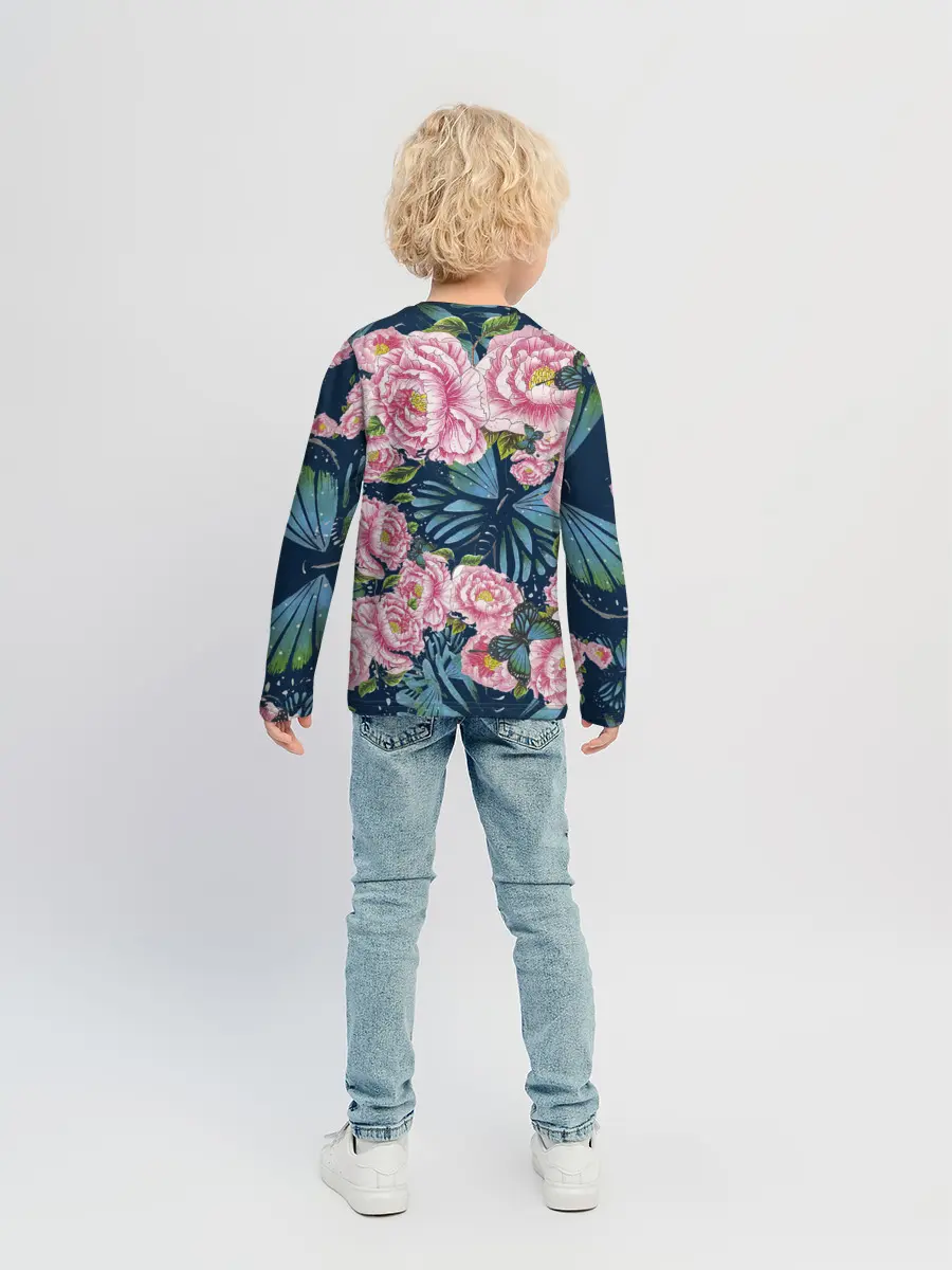 Детский лонгслив / Пионы