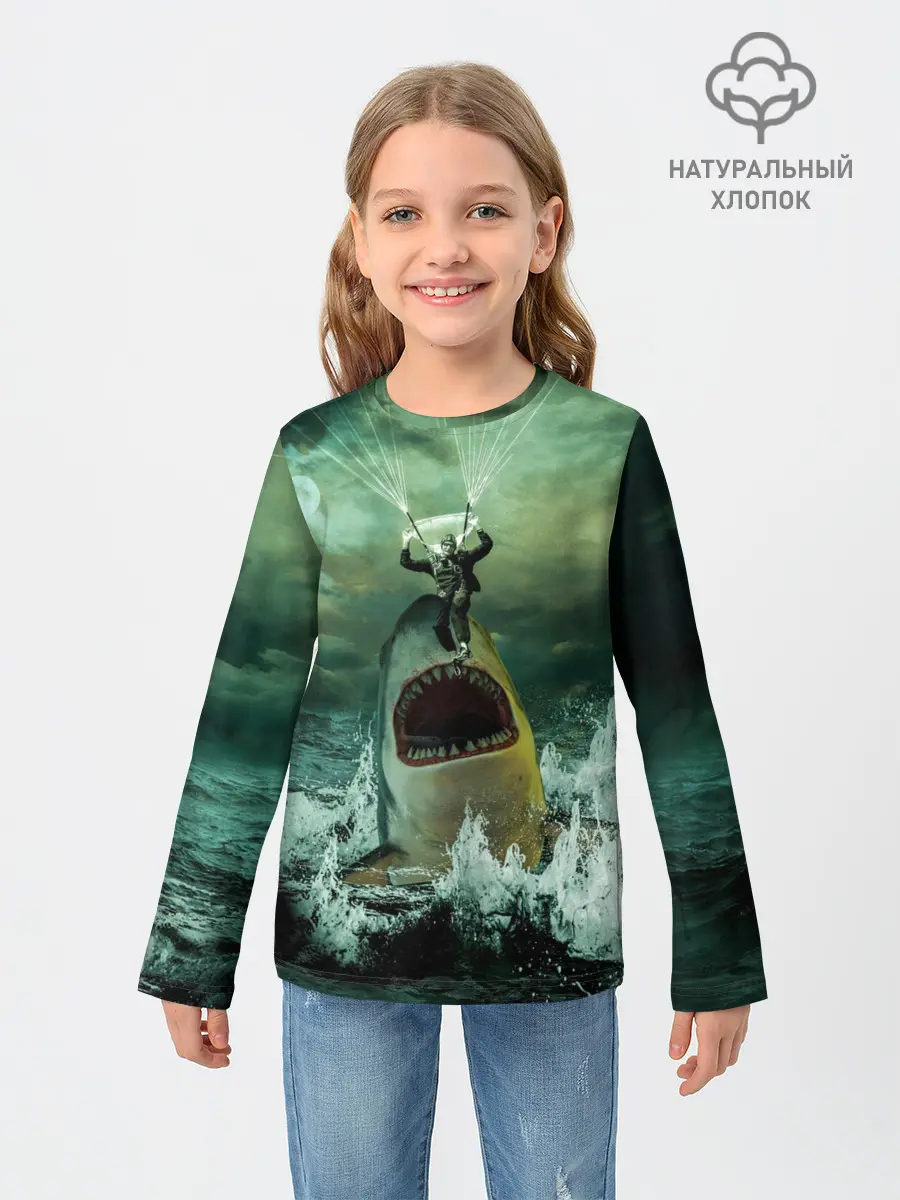 Детский лонгслив / Shark Attack | Акула атакует