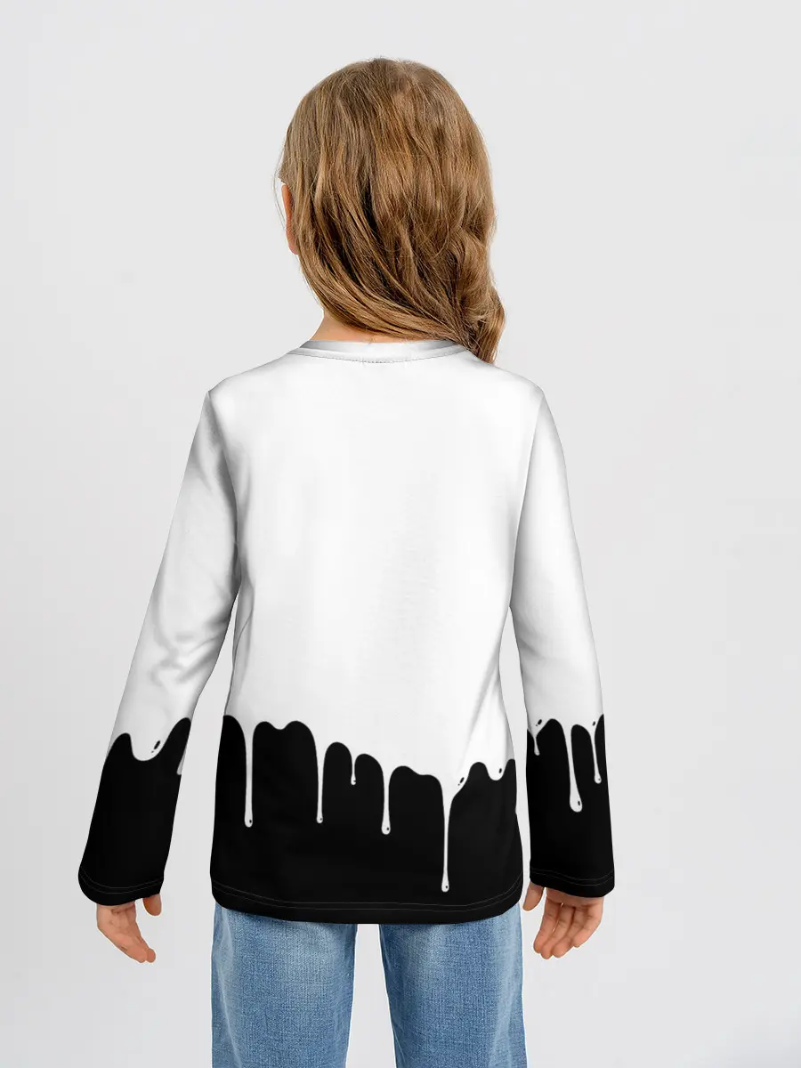 Детский лонгслив / Черный Аста белая краска