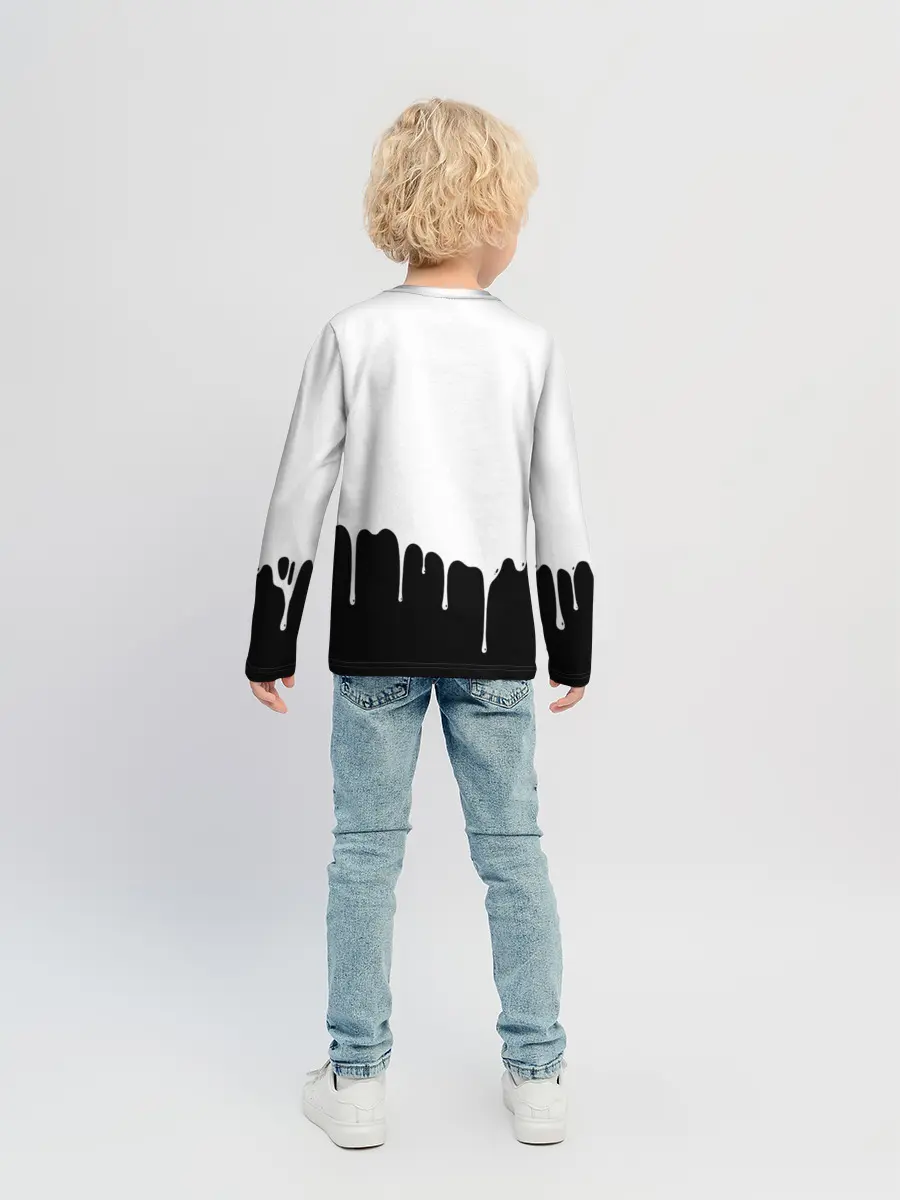 Детский лонгслив / Черный Аста белая краска