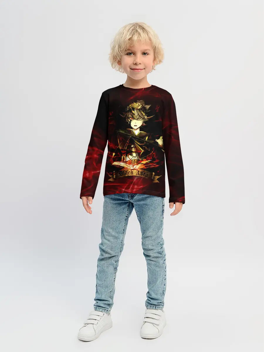 Детский лонгслив / Чёрный Аста красный дым