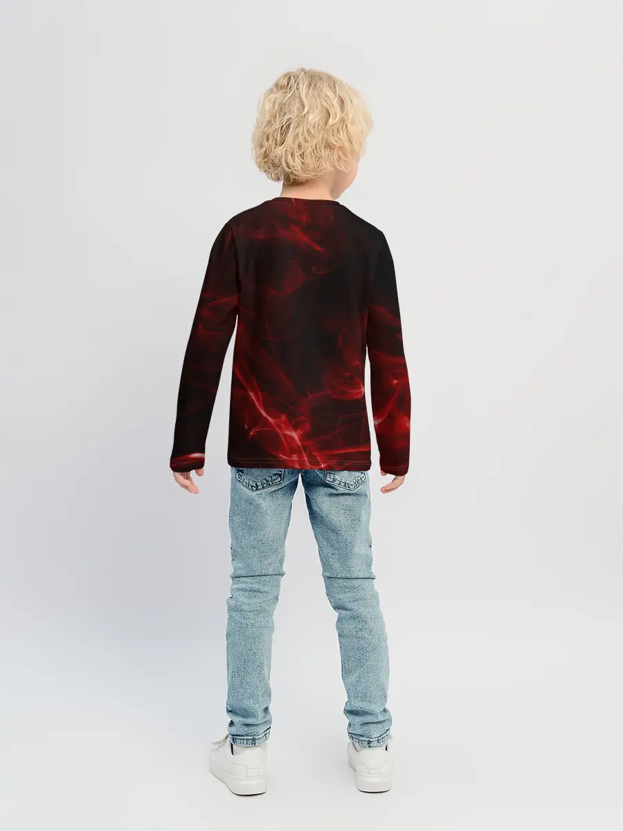 Детский лонгслив / Чёрный Аста красный дым