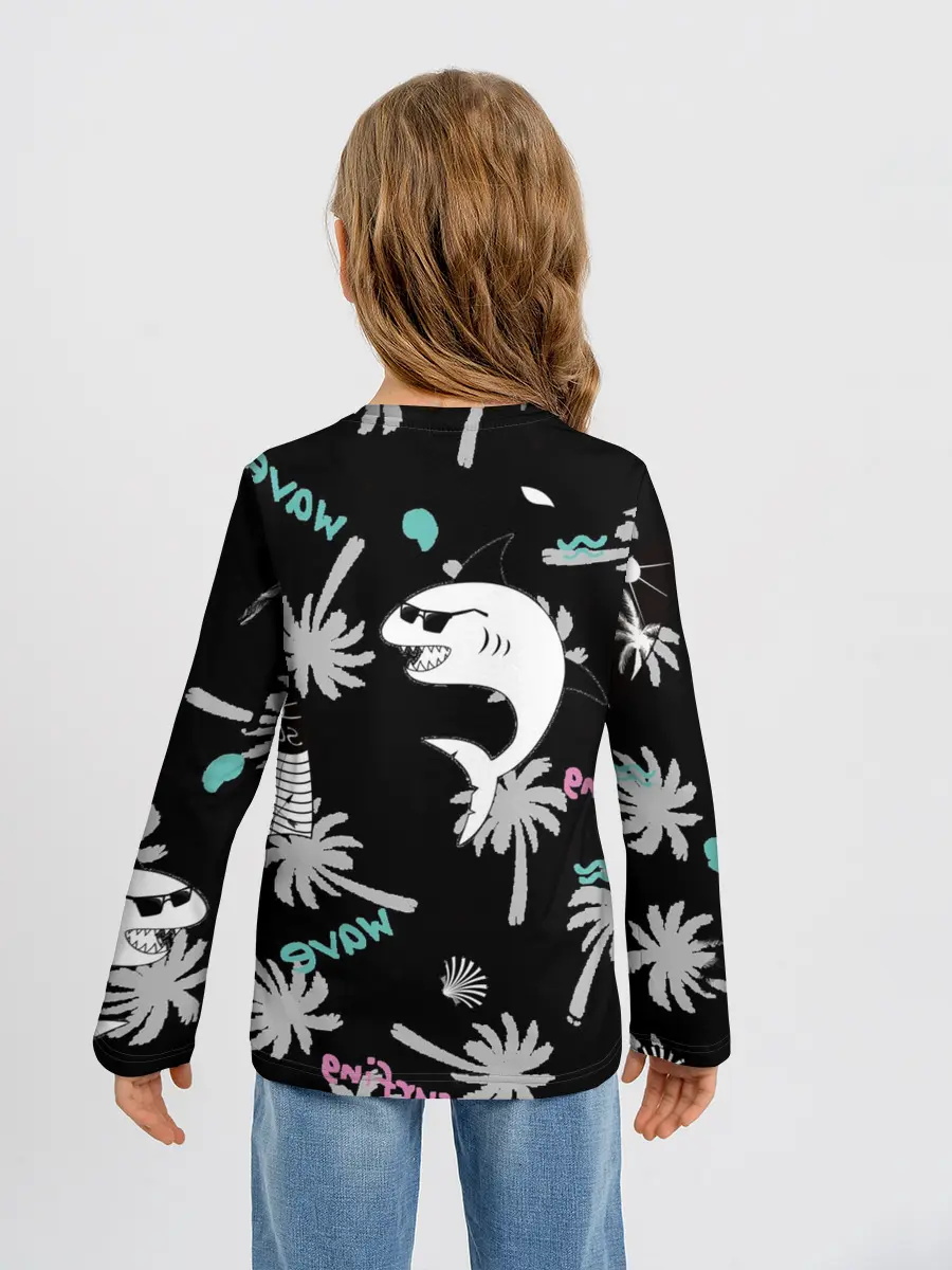 Детский лонгслив / Акула и серфинг