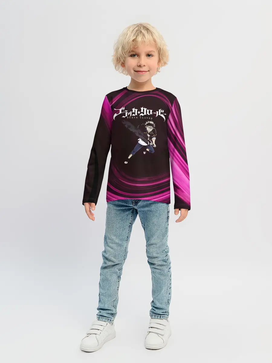 Детский лонгслив / Чёрный клевер Аста с мечом