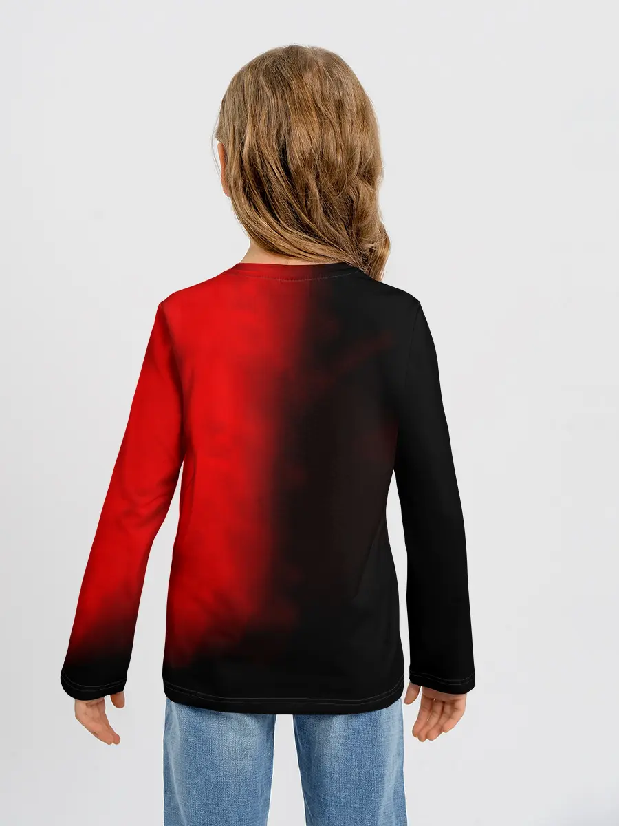 Детский лонгслив / Чёрный Аста красный туман