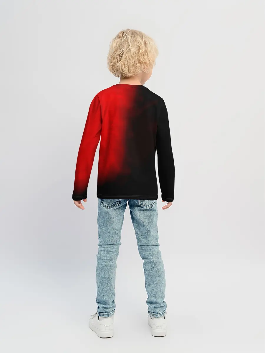 Детский лонгслив / Чёрный Аста красный туман