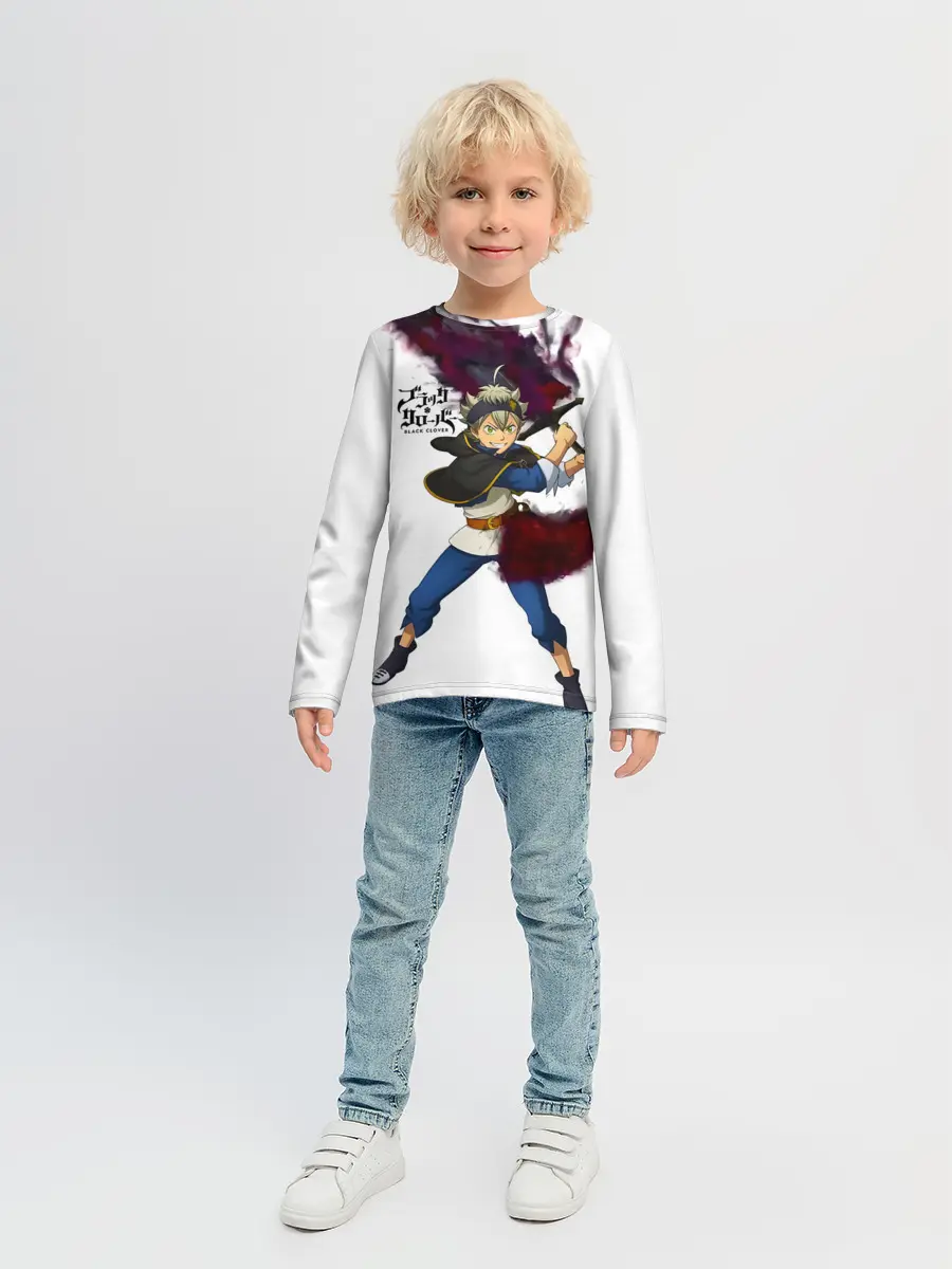 Детский лонгслив / Чёрный клевер Аста красный меч