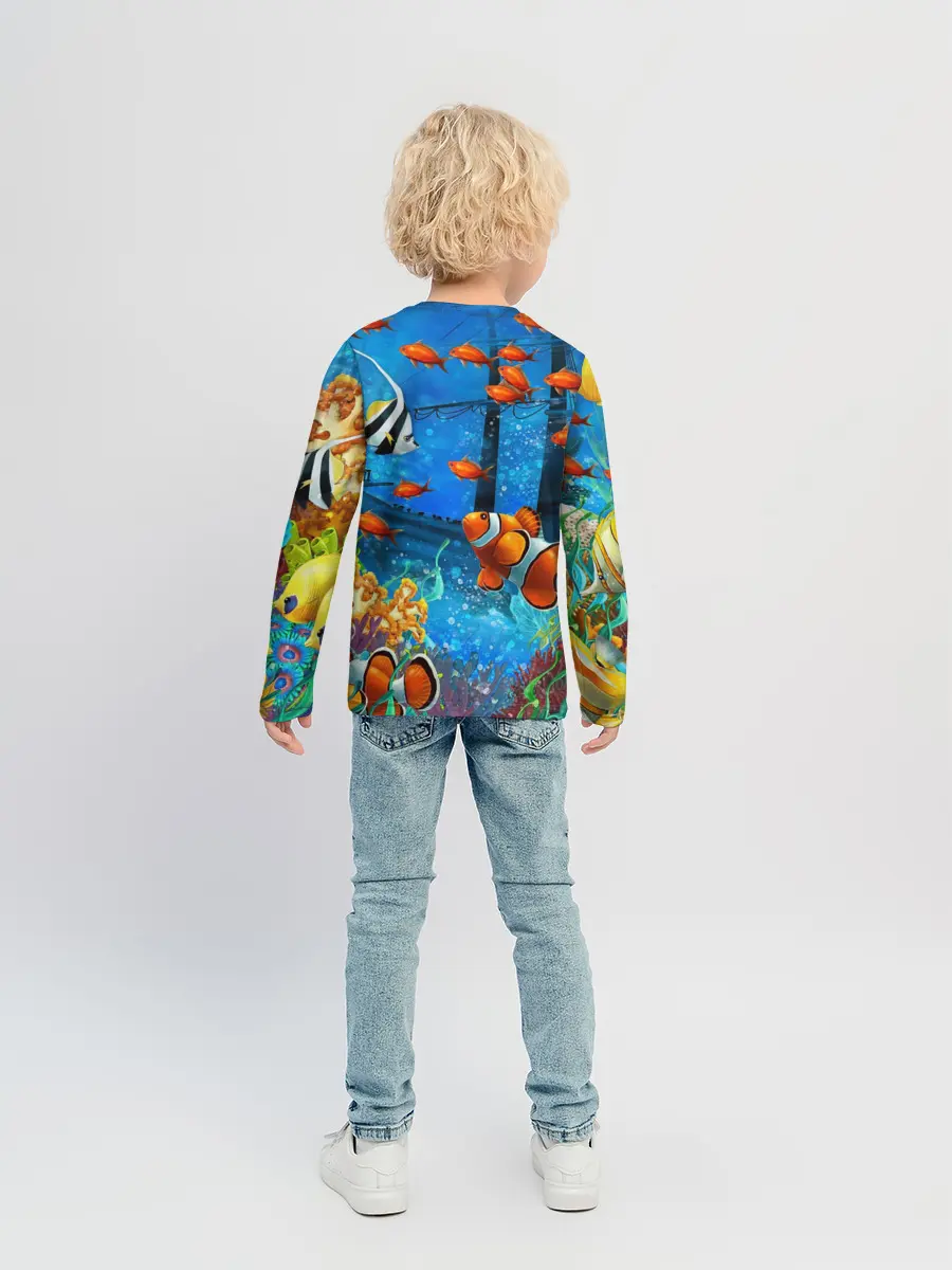 Детский лонгслив / На глубине | Рыбки | Пляжная