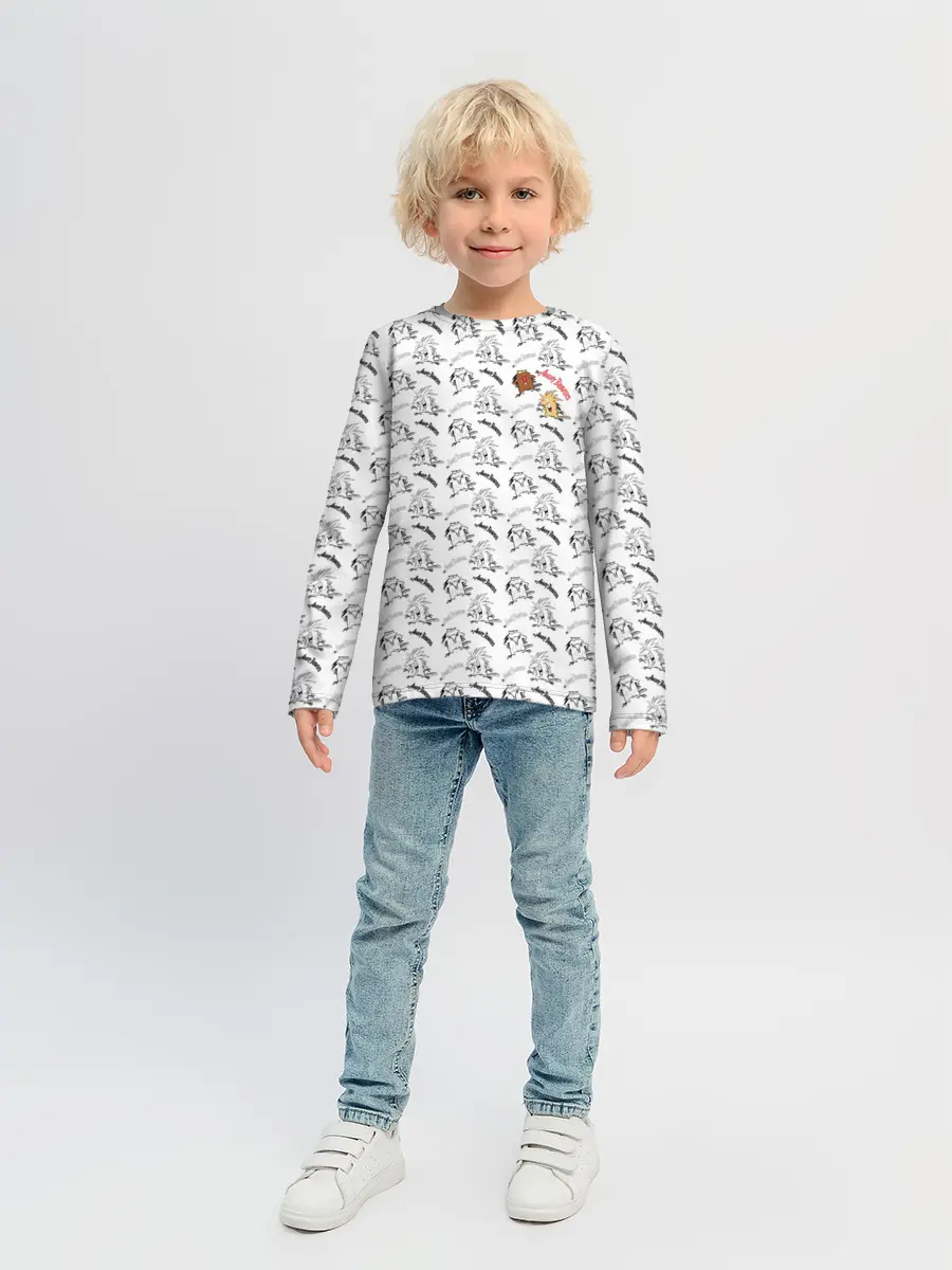 Детский лонгслив / Крутые бобры паттерн