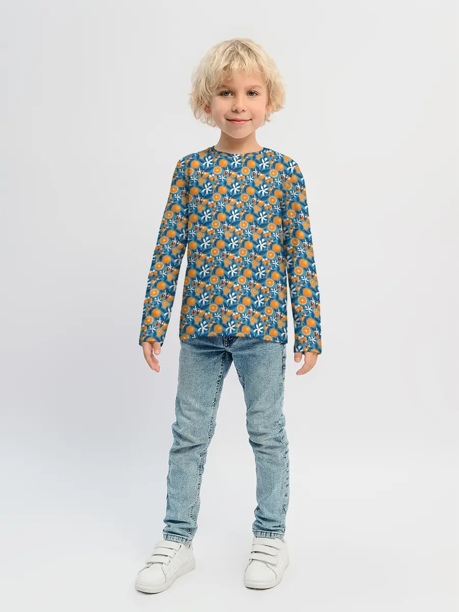 Детский лонгслив / АПЕЛЬСИННЫЙ ПАТТЕРН | ФРУКТЫ