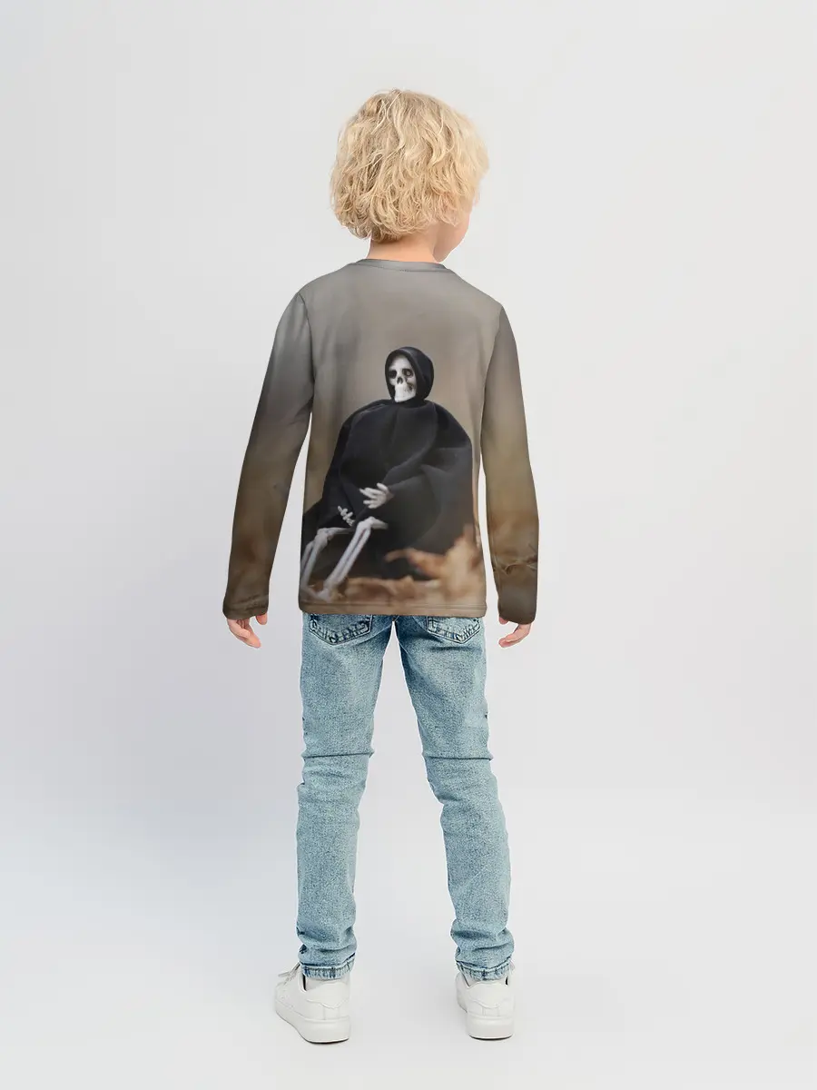 Детский лонгслив / Сидячий Скелет