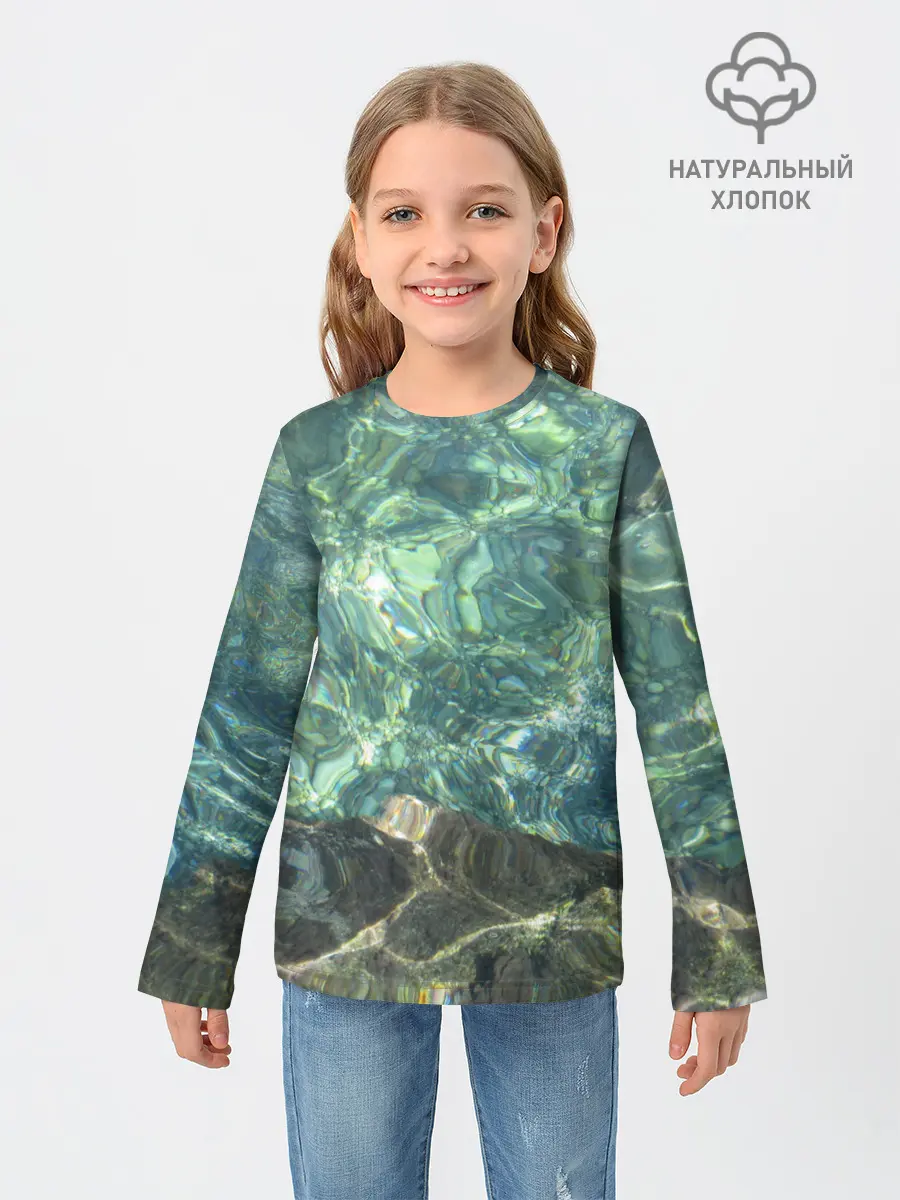 Детский лонгслив / Морская вода с камнями