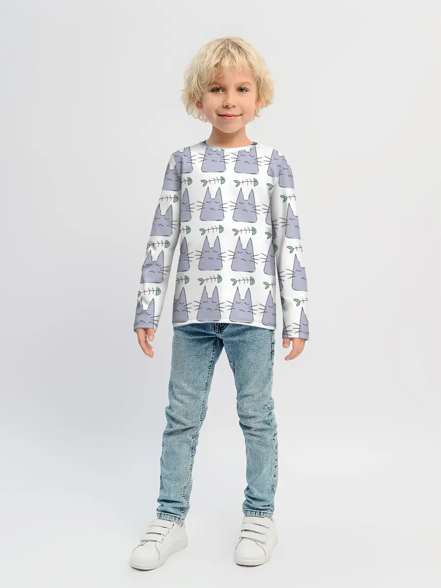 Детский лонгслив / Кот каваий
