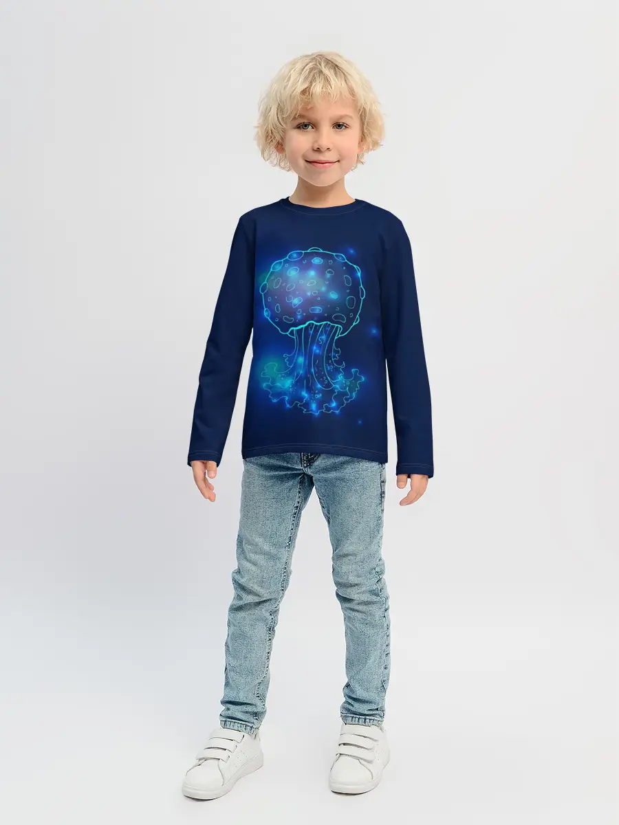 Детский лонгслив / Медуза на синем