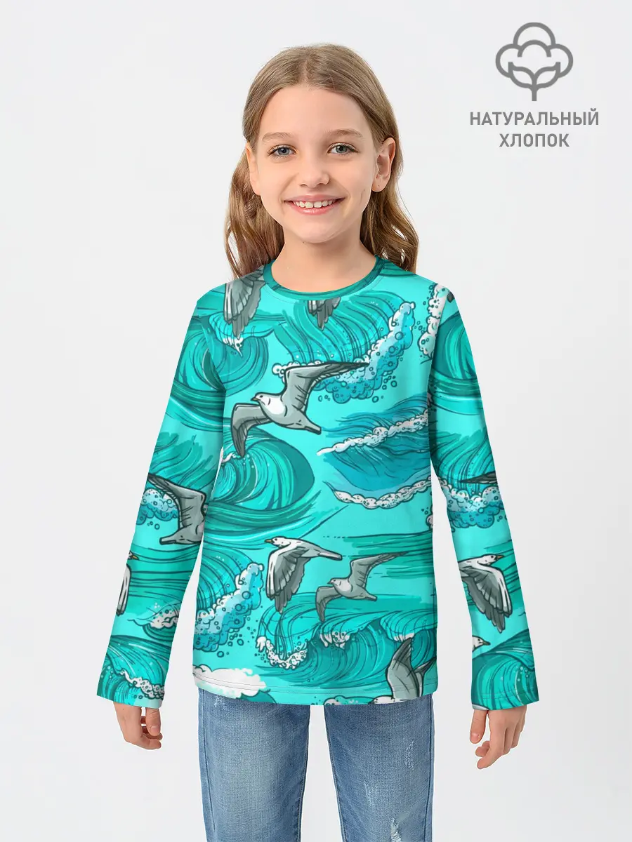 Детский лонгслив / Чайки в море