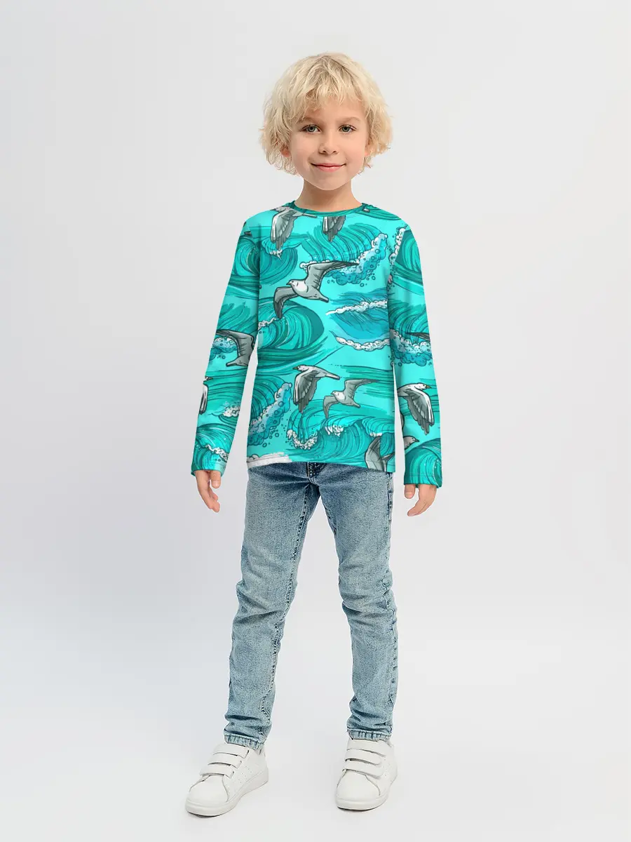 Детский лонгслив / Чайки в море