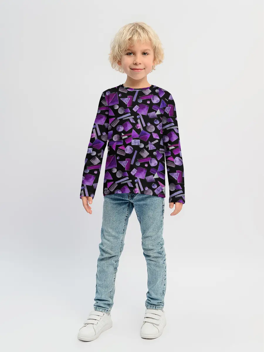Детский лонгслив / Геометрический фиолетовый
