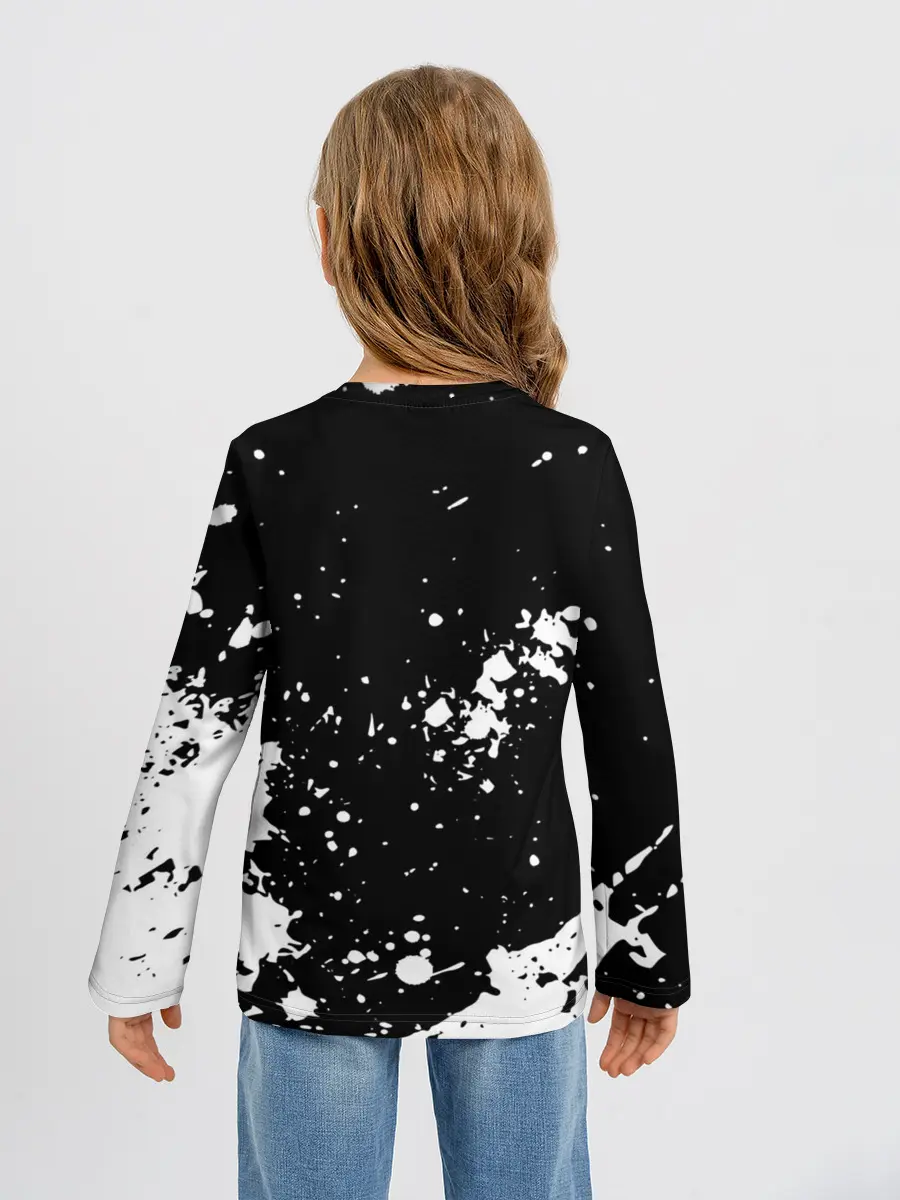 Детский лонгслив / Fly High Haikyu!! черно - белый