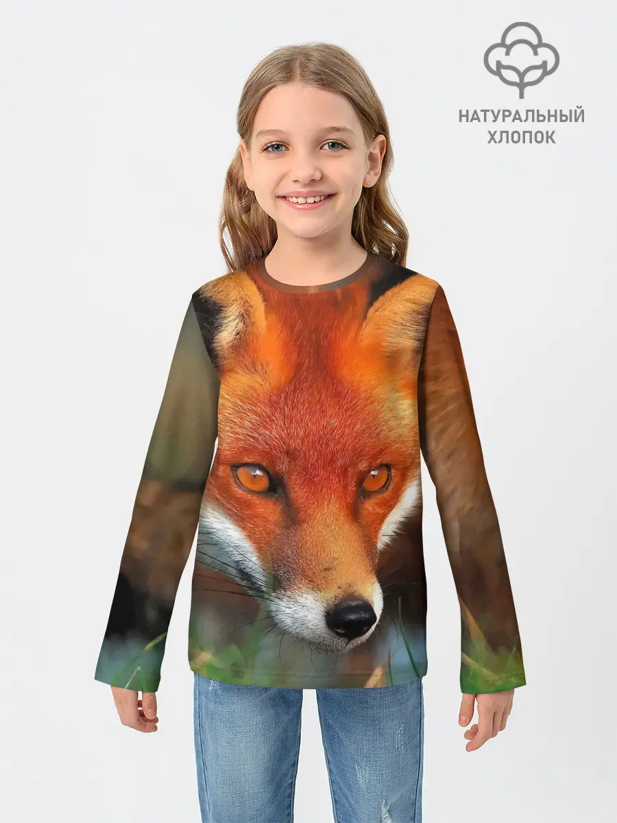 Детский лонгслив / Лисица охотница