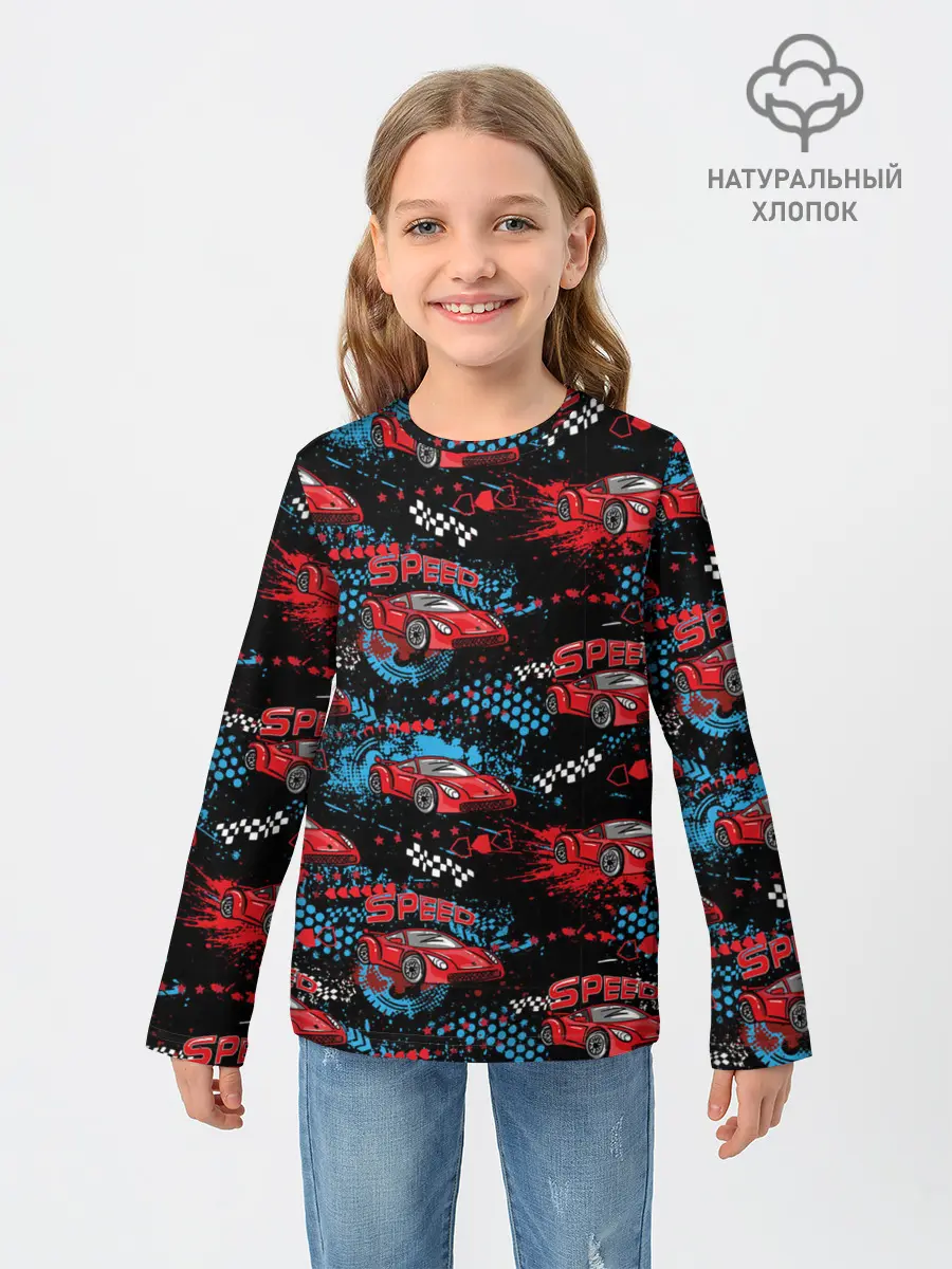 Детский лонгслив / Гоночная машинка