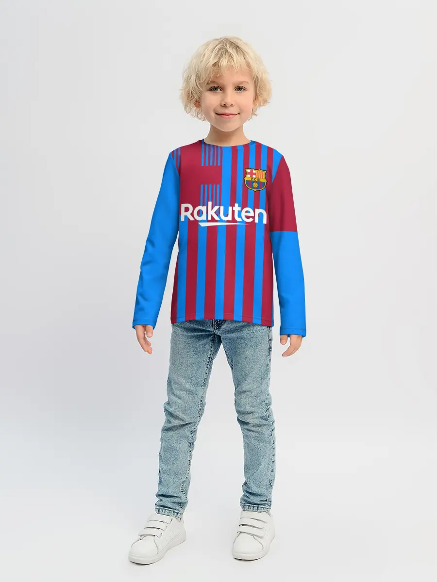 Детский лонгслив / Домашняя форма ФК «Барселона»