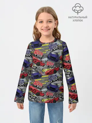Детский лонгслив / Гоночная машина