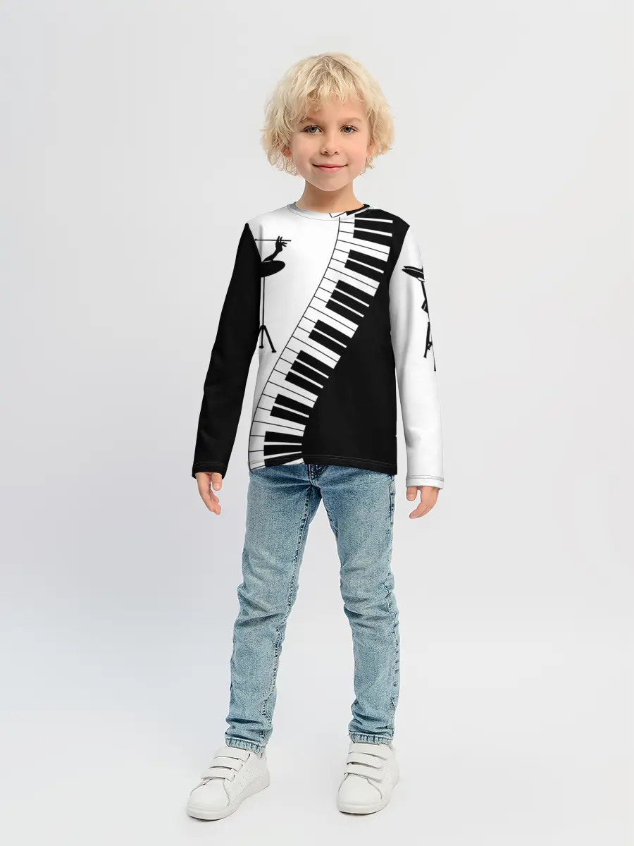 Детский лонгслив / Черно Белое пианино