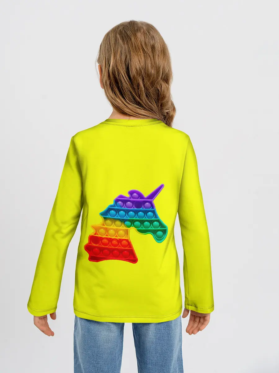 Детский лонгслив / Pop It единорог радужный