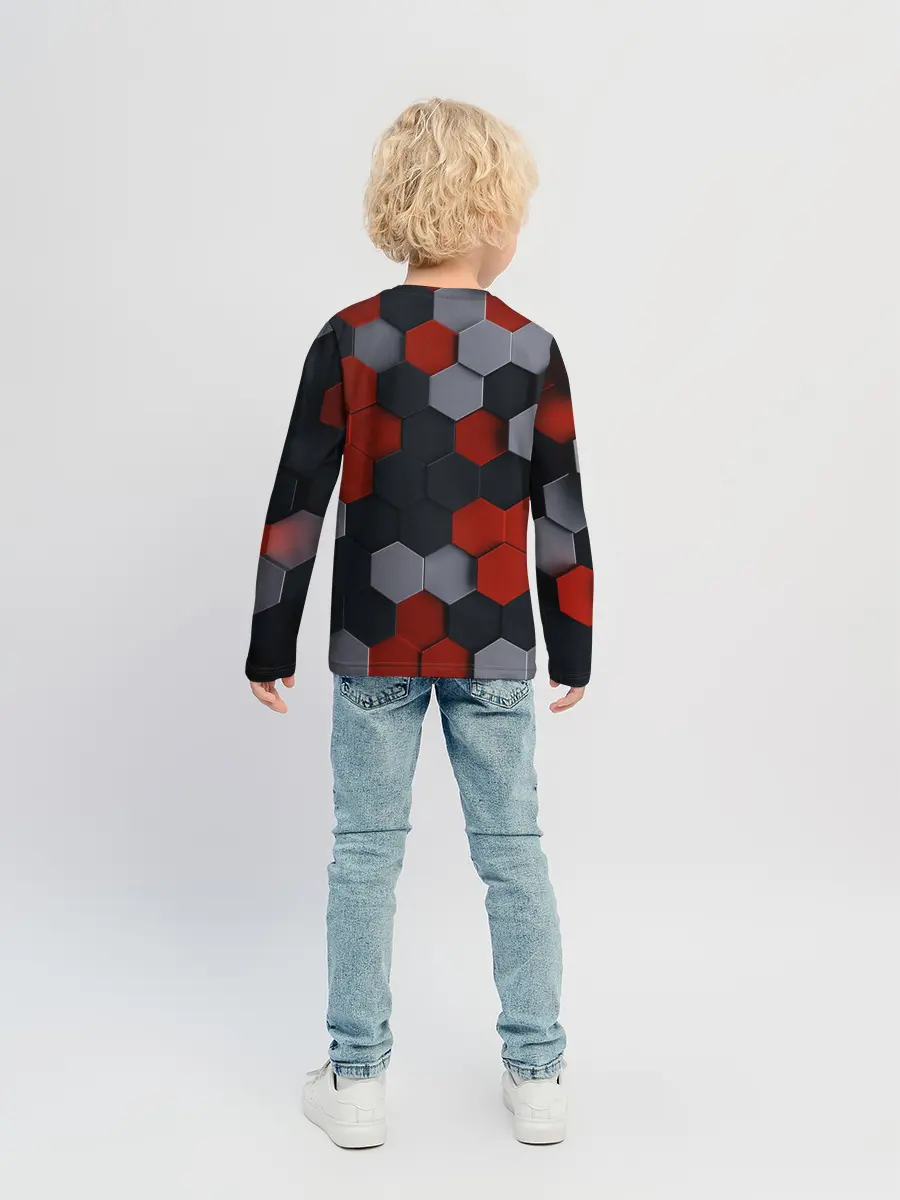 Детский лонгслив / РАЗНОЦВЕТНЫЕ СОТЫ 3D