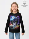 Детский лонгслив / Космический котик и планеты