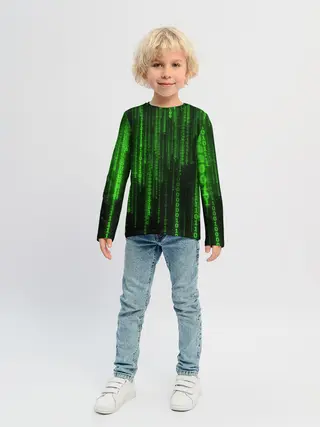 Детский лонгслив / Двоичный код 3D
