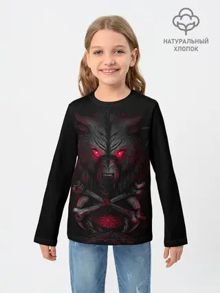 Детский лонгслив / Волк 3D