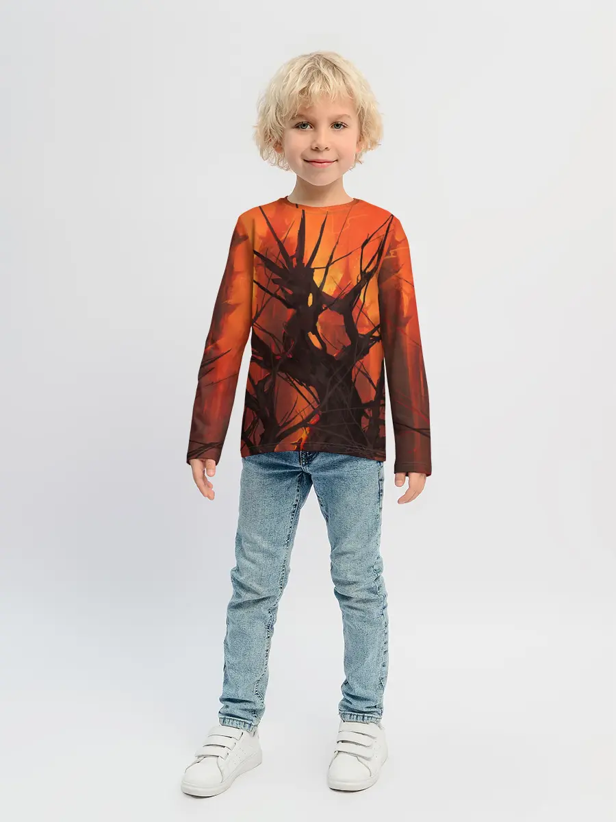 Детский лонгслив / ДРЕВО ХАОС 3D