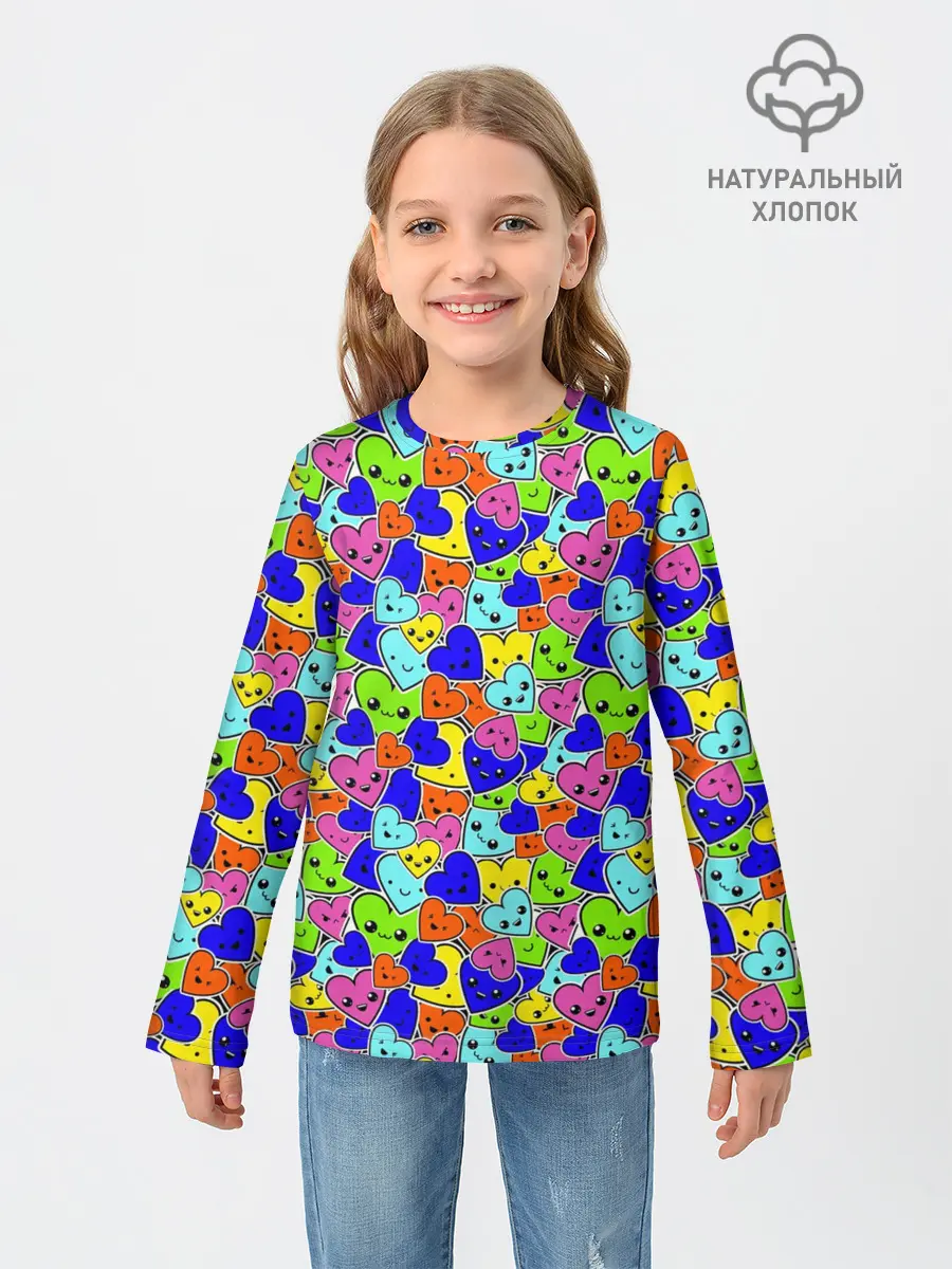 Детский лонгслив / Сердечки