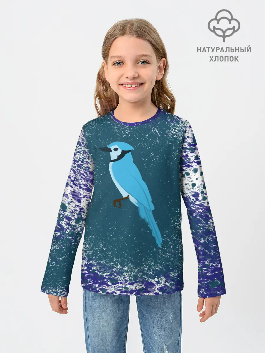 Детский лонгслив / Голубая сойка